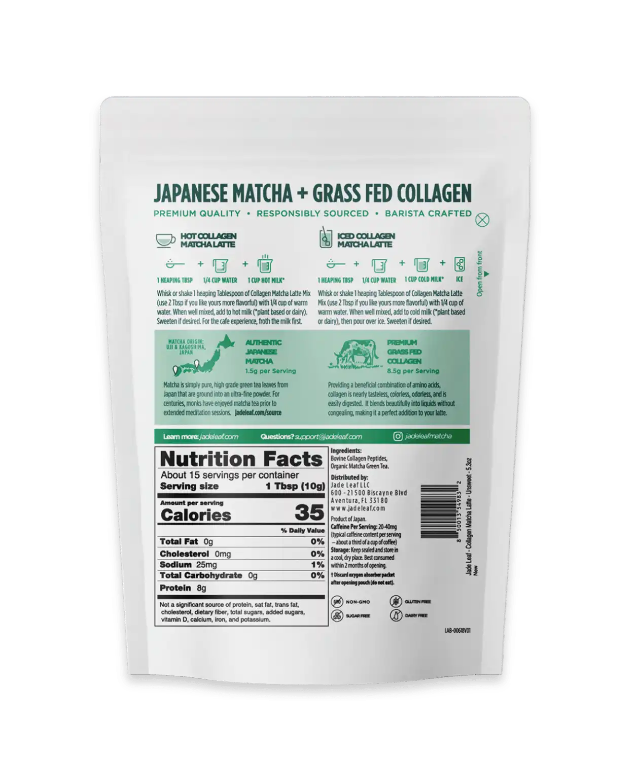 Collagen Matcha Latte Mix - Unsweetened