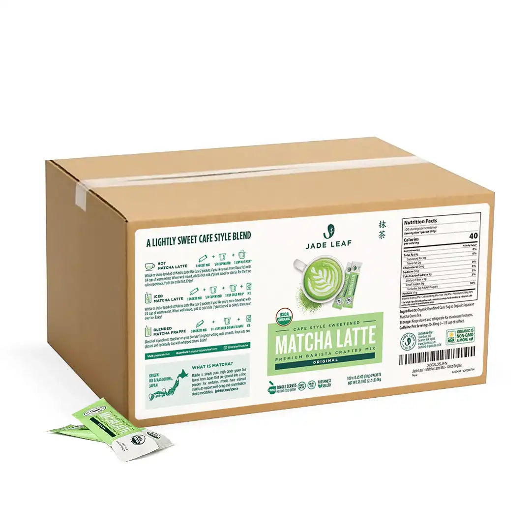 Organic Cafe Style Sweetened Matcha Latte Mix - Original - Stick Packs