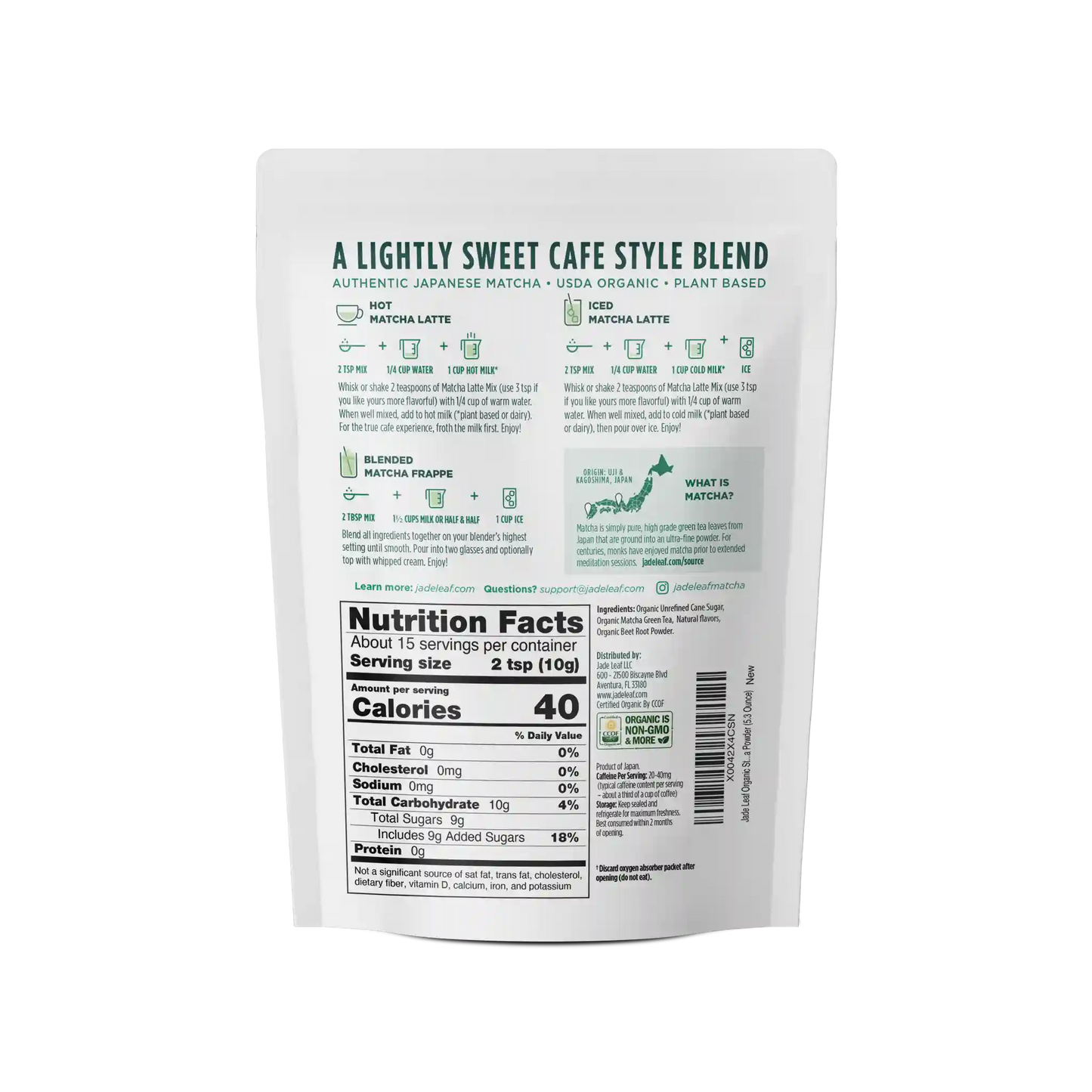 Organic Cafe Style Sweetened Matcha Latte Mix - Strawberry